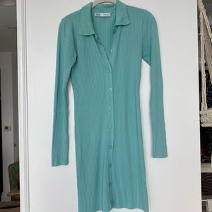 Ribbed turquoise Zara dress